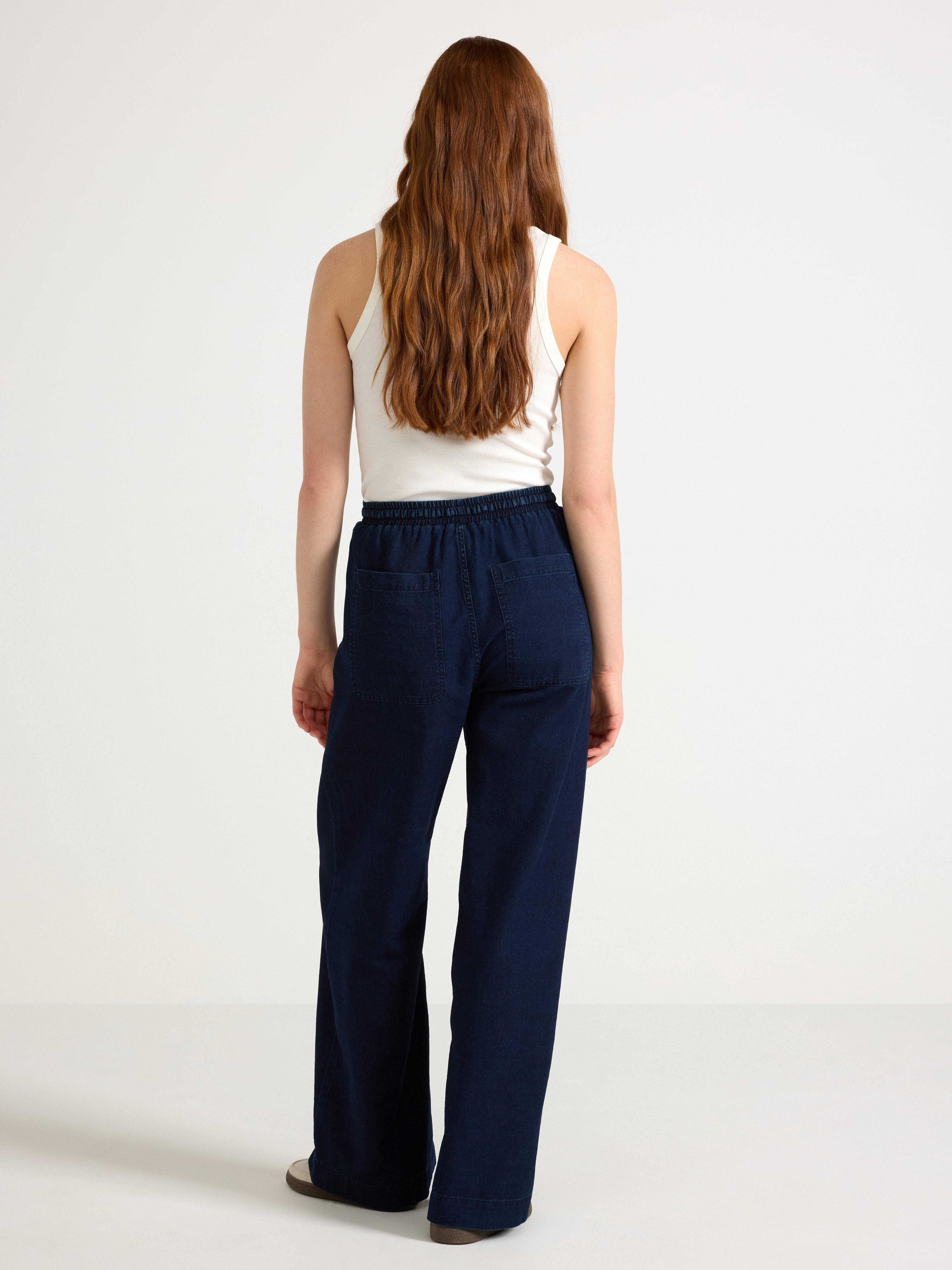 Pantalon en jean à cordon de serrage, bleu denim