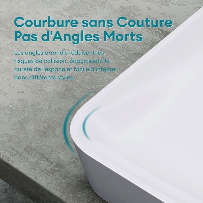 Lavabo rettangolare bianco da appoggio Mai & Mai - Resina - Col815 - 60cm x 40cm x 9cm