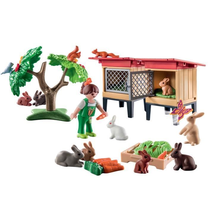 PLAYMOBIL 71252 Child with enclosure and rabbits, Country Farm, Farm Animals, Ages 4+