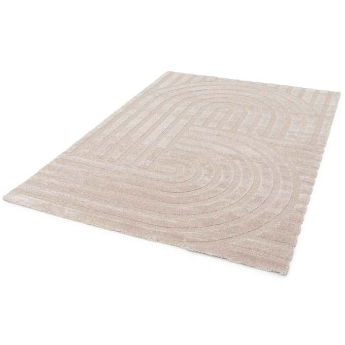 Tapis rectangulaire à poils ras motif contemporain beige 160 x 230 cm - Oviala