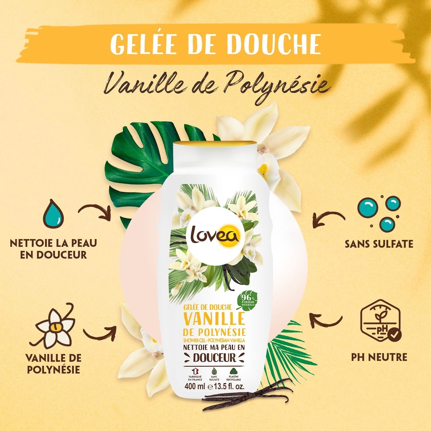 Lovea Gelée de Douche Vanille de Polynésie