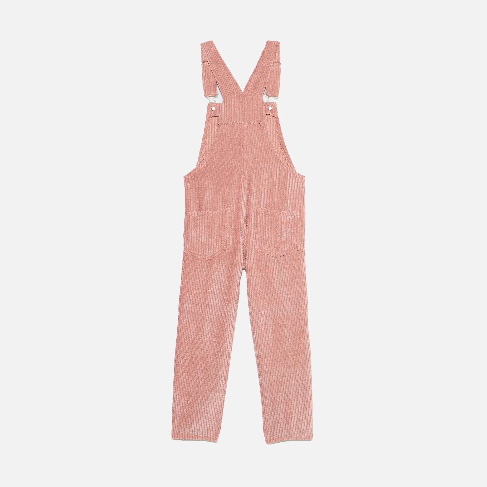 Roze corduroy tuinbroek voor meisjes met St. Barth-borduurwerk.