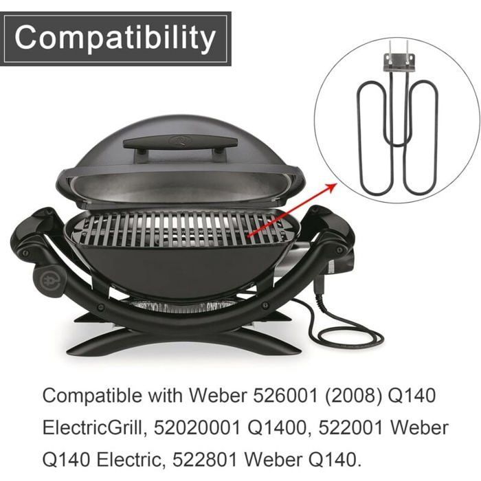 Electric BBQ Heater Compatible with Weber 66631 Weber Q140 Q1400, Replacement Heating Element for BBQs