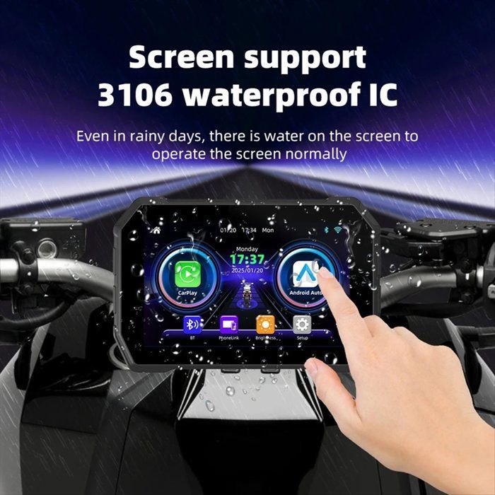 CarPlay de 5 pulgadas para Android Auto, Bluetooth, resistente al agua, conexión inalámbrica a cable, monitor de navegación GPS para motocicleta, 1028 x 600p