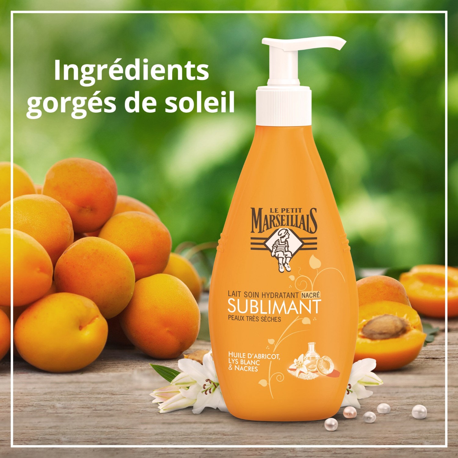 Le Petit Marseillais Lait Corps Hydratant[[,]] Sublimant[[,]] a l'Huile d'Abricot[[,]] Lys Blacn et Nacres[[,]]