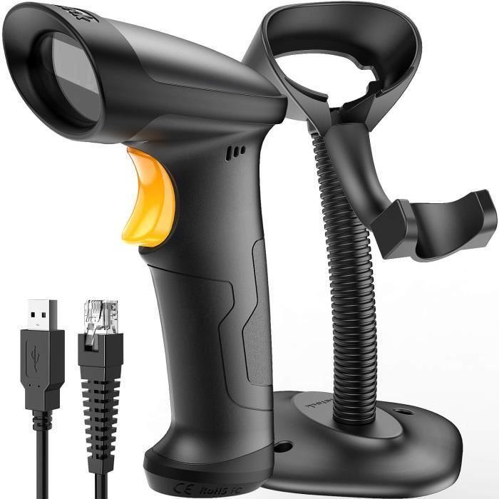 Lecteur de Code-Barres USB - INATECK - BCST-33 - Plug & Play - Support Inclus - Noir