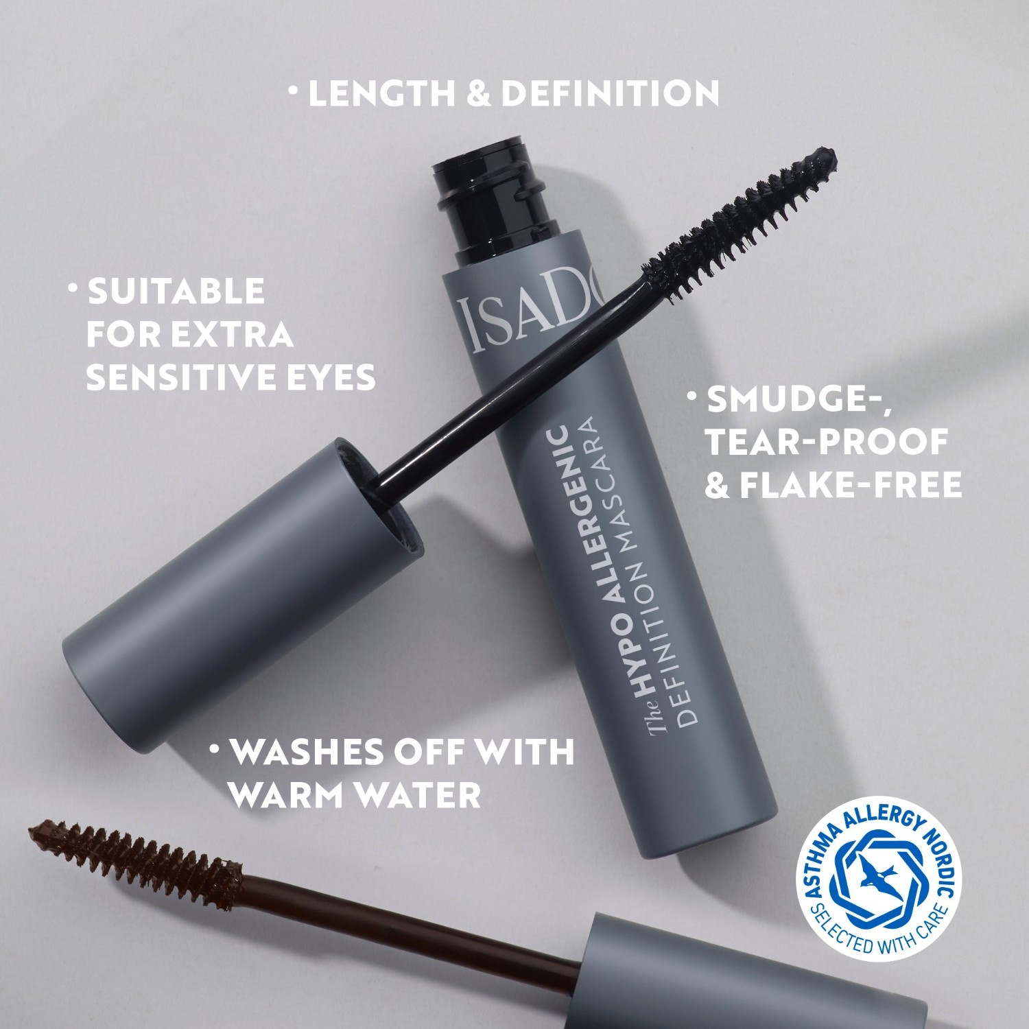Isadora blakstienų tušas „The Hypo Alergine Definition Mascara“ 02 Brown, 10 ml