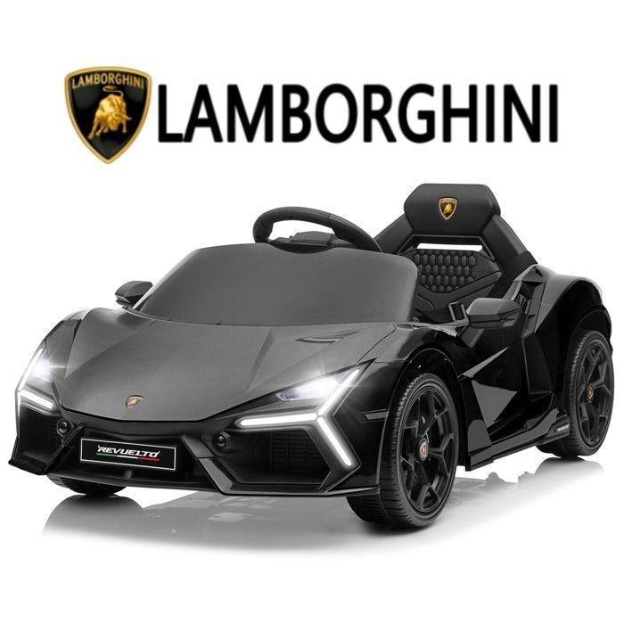 Coche eléctrico Lamborghini Revuelto - LALAHO - 3 velocidades, con control remoto 2.4G, para niños de 3 a 6 años, negro.