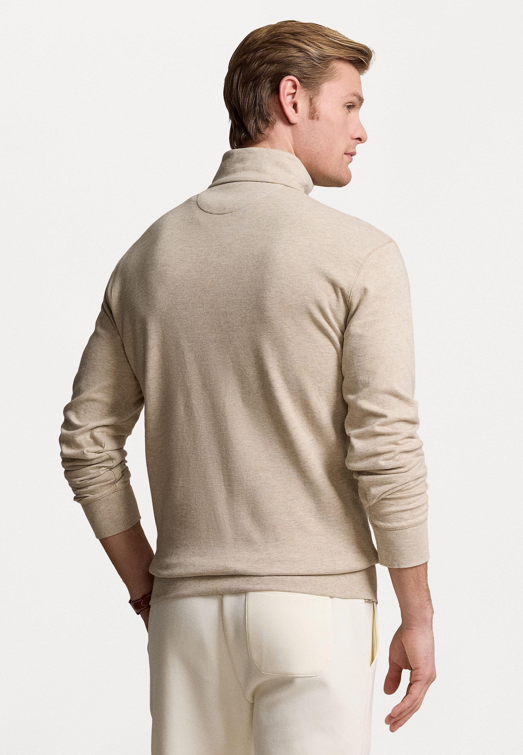 Polo Ralph Lauren LUXURY JERSEY QUARTER ZIP PULLOVER - Sweatshirt - Toscaans beige gemêleerd