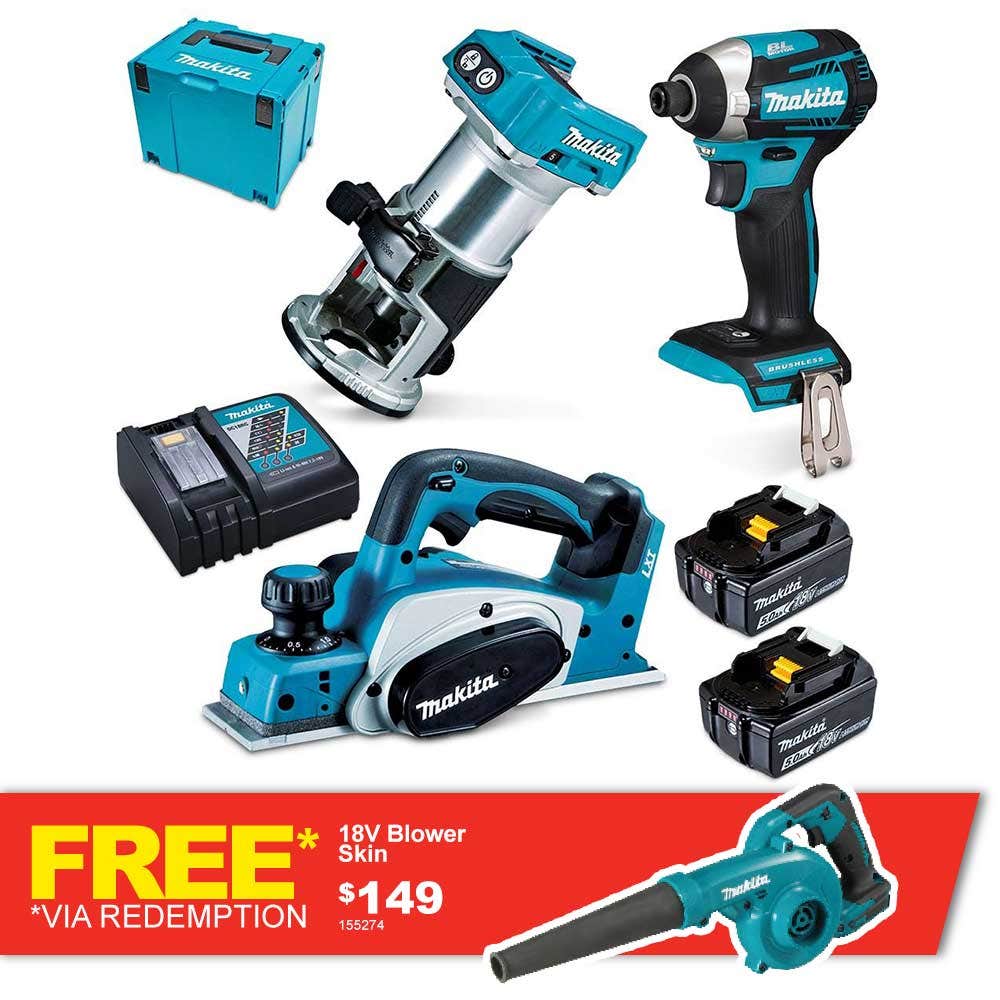 Conjunto de 3 peças MAKITA 18V Brushless 2 x 5.0Ah DLX3098TJ