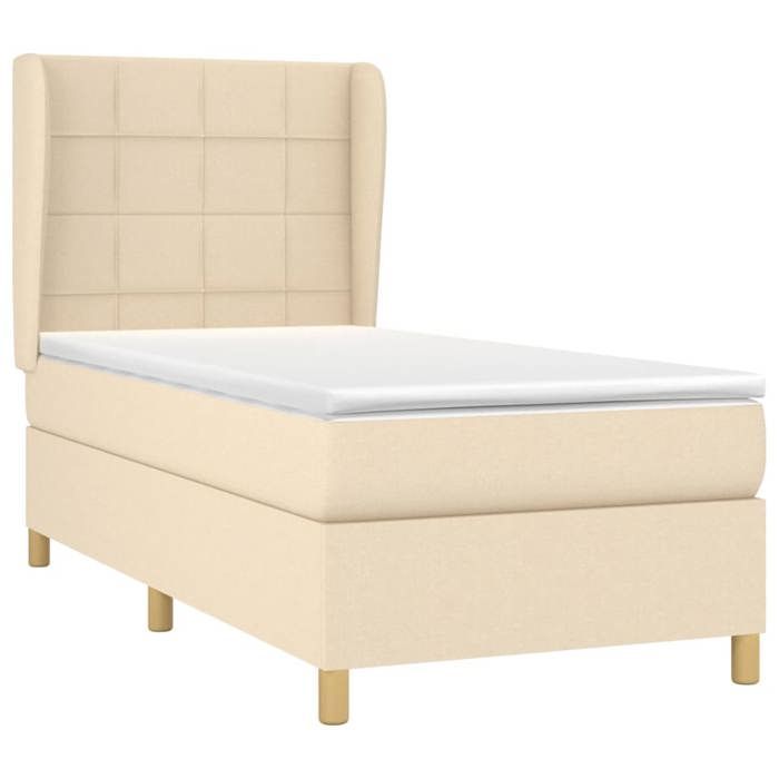 Base de cama de láminas con colchón - Maison Exclusive - 80x200 cm - Tejido color crema - Máxima relajación