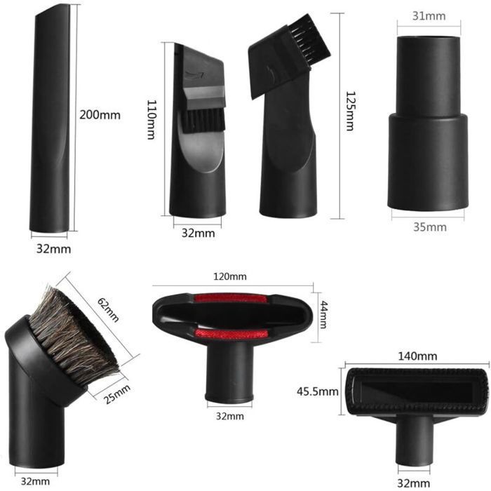 Accessori per aspirapolvere - PZCC - 6 pezzi - Diametro 32 mm e 35 mm