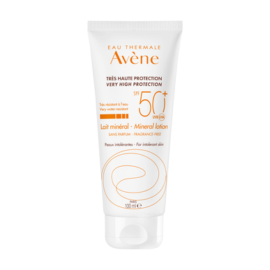 Avène Sun Care ásványi testápoló illatmentes SPF50 naptej ásványi tej reaktív bőrre 100 ml