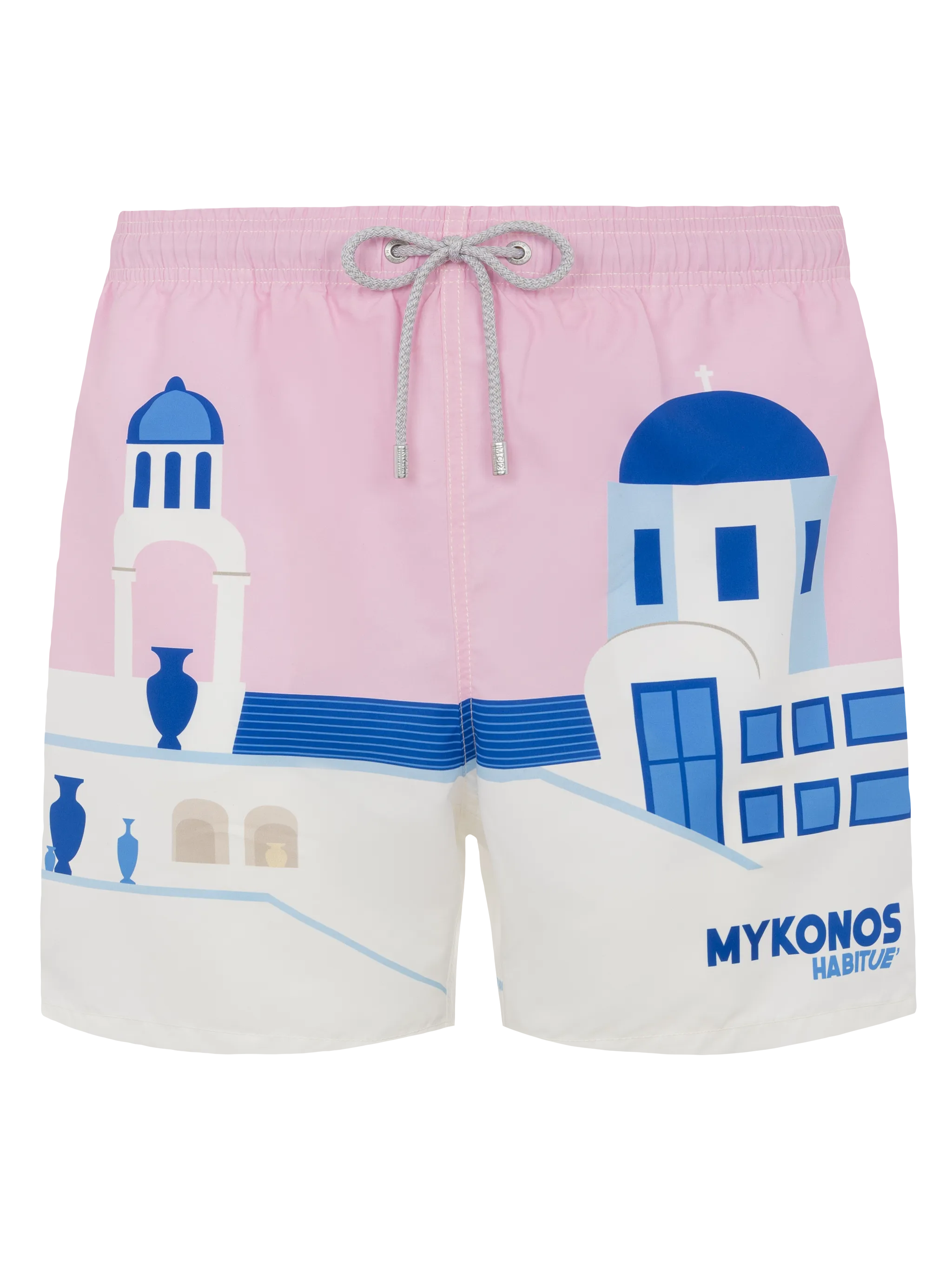 Gustavia midi-badpak met print van een ansichtkaart van Mykonos