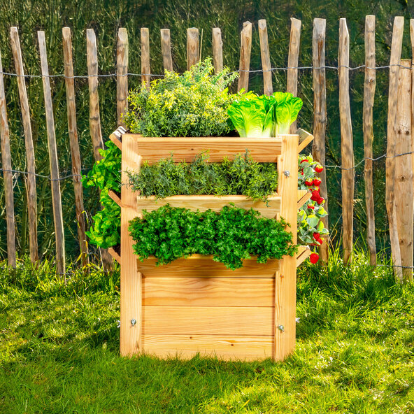 Høybed i lerk, Premium L, naturfarget, 66 x 66 x 73 cm