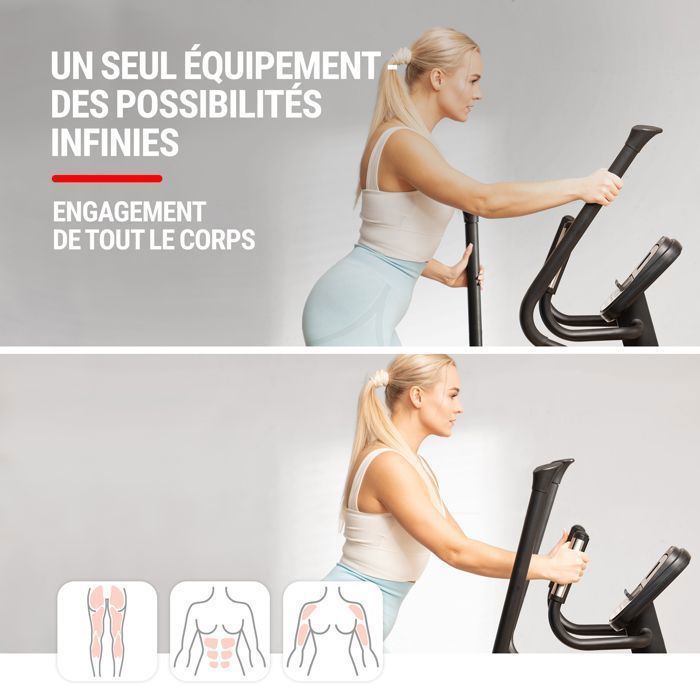 Hop-Sport HS-250CF Jucon Home Elliptical Trainer, 32 Levels of Magnetic Resistance, 24kg Flywheel, 12 Programs, Blue