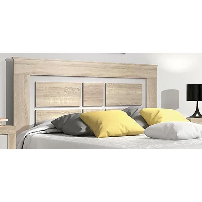 Tête de lit avec pieds coloris Chêne cambrian, blanc - Longueur 160 x Profondeur 3,8 x Hauteur 120 cm