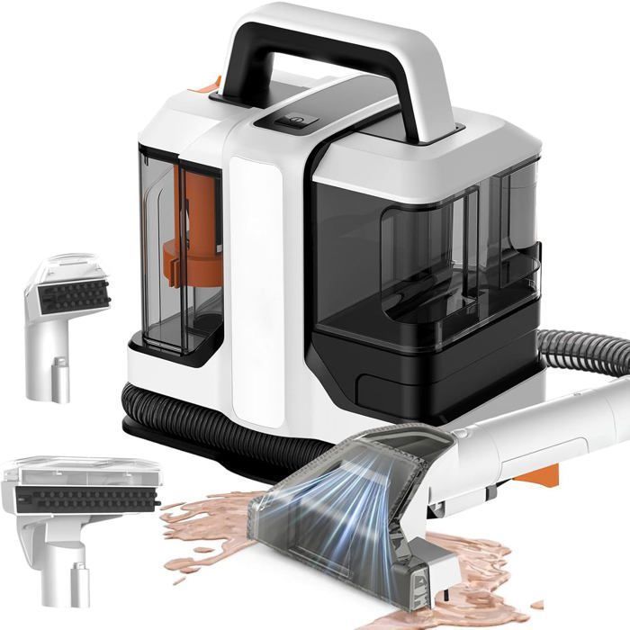 Shampouineuse - 750W 11/15Kpa, 2 réservoirs 1080ml/800ml, 11.5L/s, 5.5m câble, ≤80dB, IPX4, Débit eau 400ML/ min
