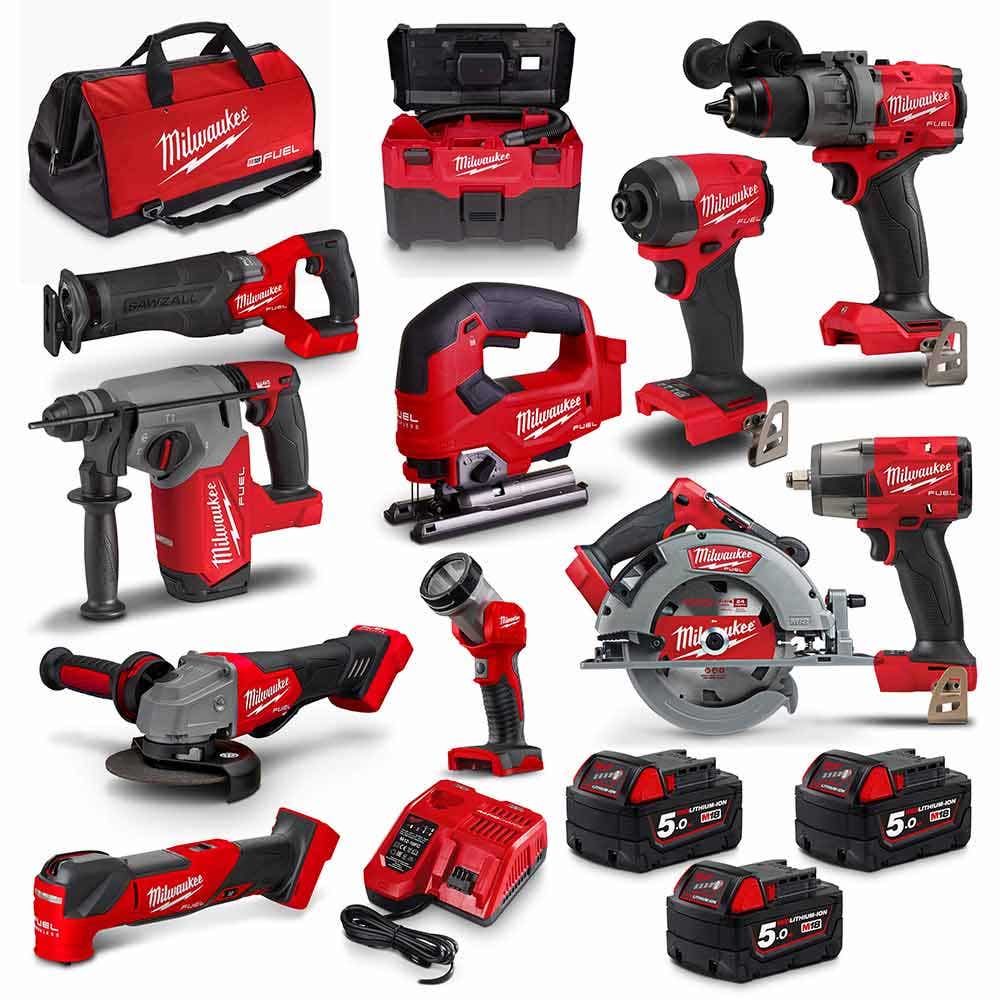 Pacote de baterias MILWAUKEE FUEL™ 18V com 11 peças, 3 x 5,0 Ah M18FPP11A3503B