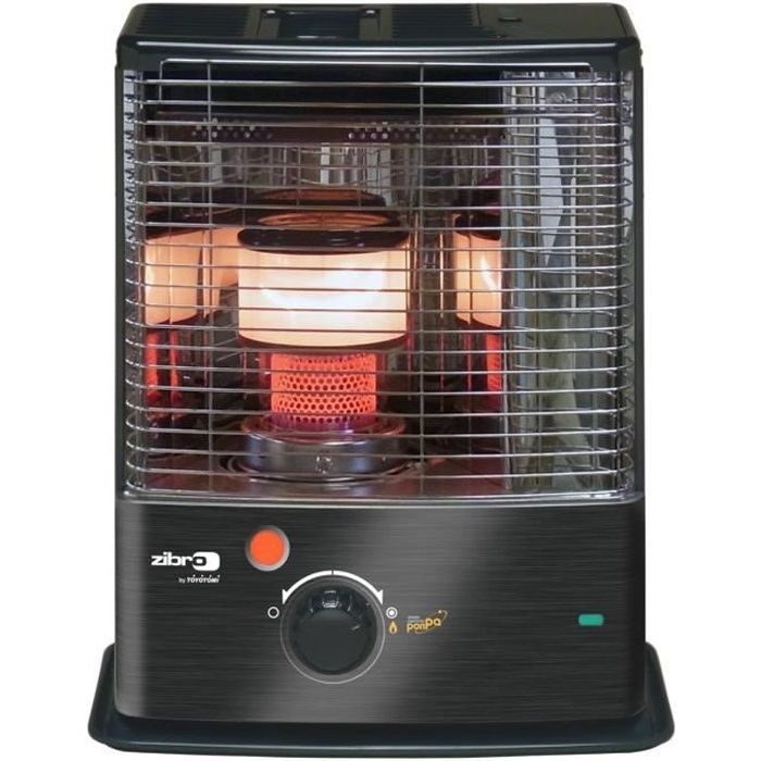 ZIBRO - RC4027 - Petroleumkachel met lont - Geen installatie of ventilatie nodig - Verwijderbare tank van 4 liter - Geschikt voor een oppervlakte van 38 m² - Zwart en roestvrij staal