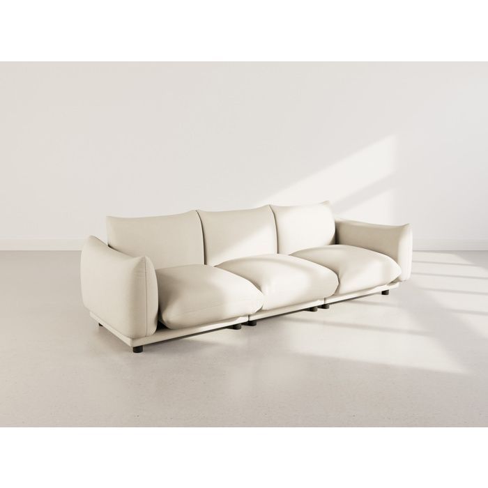 Jeanne - Sofá modular de 3 plazas en terciopelo texturizado - Beige