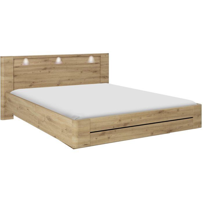 Cama para adultos - CONFIDENCE - 180 x 200 cm - Roble artesanal - GAMI