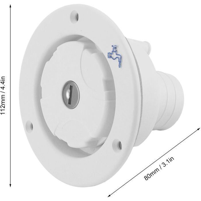 Tapón de llenado hermético con cerradura, 2 llaves para autocaravana, caravana, RV (blanco)