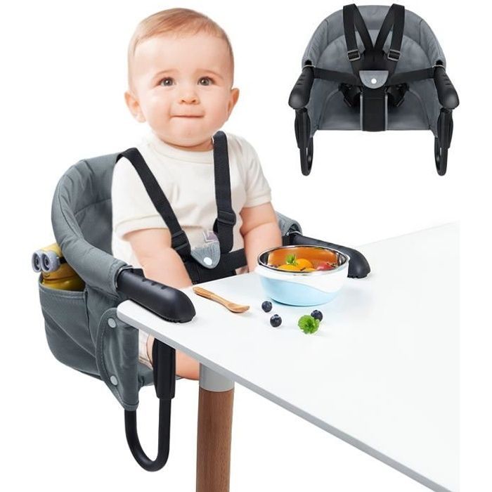 Silla alta HENGMEI, mesa auxiliar para bebé, silla infantil, asiento elevador plegable para niños de 6 a 36 meses, gris.