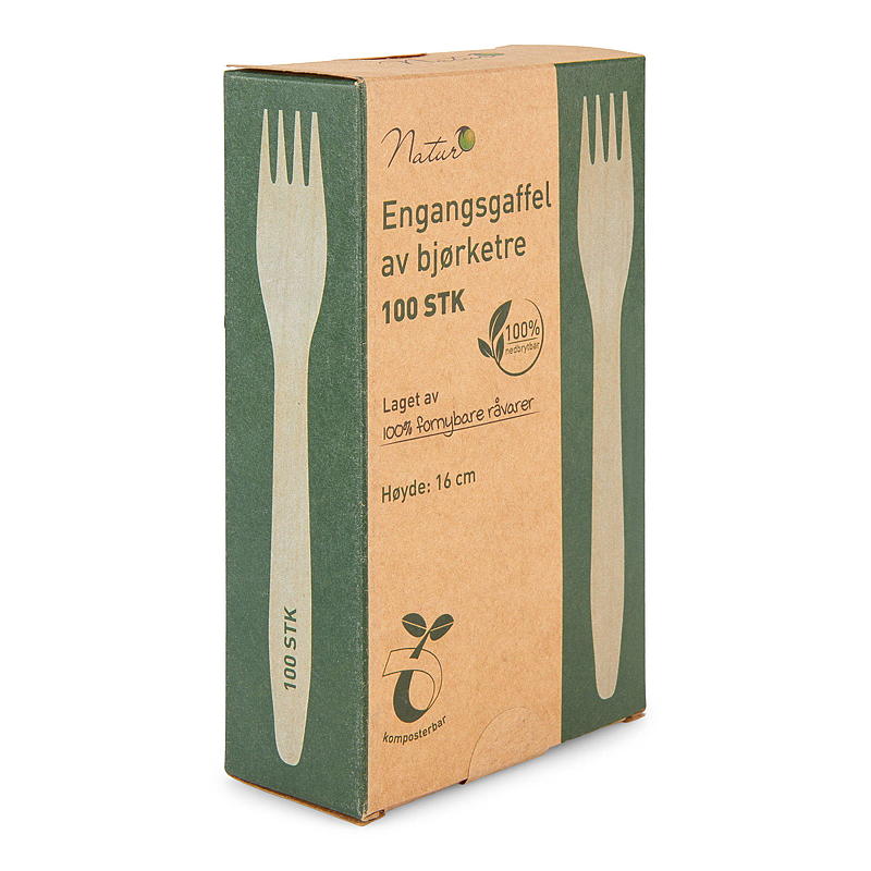 Fourchettes jetables Nature, paquet de 100, en bois
