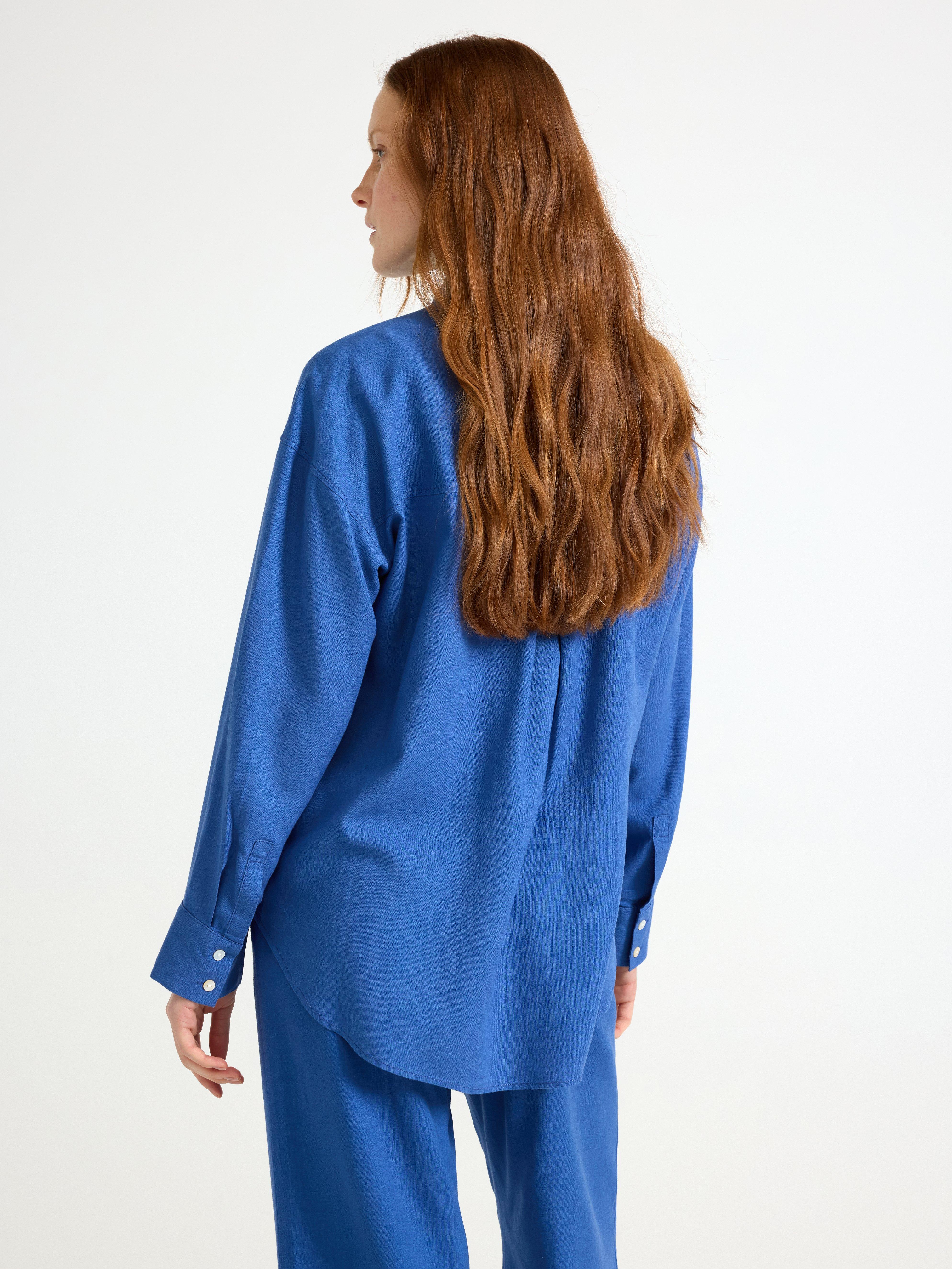 Camisa de linho misto azul