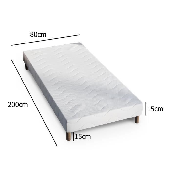 Conjunto de base de cama 2 x 80 x 200 cm (160 x 200 cm) com pés 