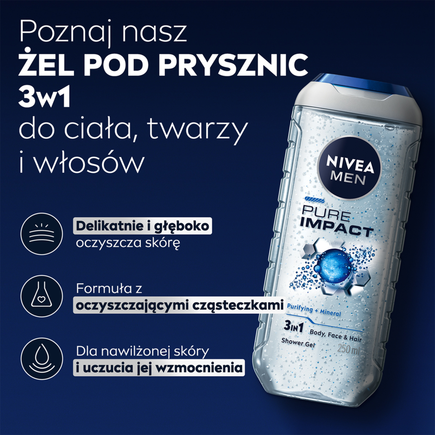 Nivea Men Shower Gel för män 500ml Pure Impact