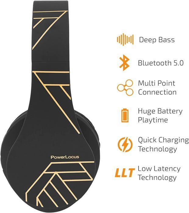 Auriculares Bluetooth supraaurales, estéreo HD, modo Micro SD/TF, radio FM, plegables, con estuche de transporte, se conectan a 2 dispositivos (iPhone/PC).