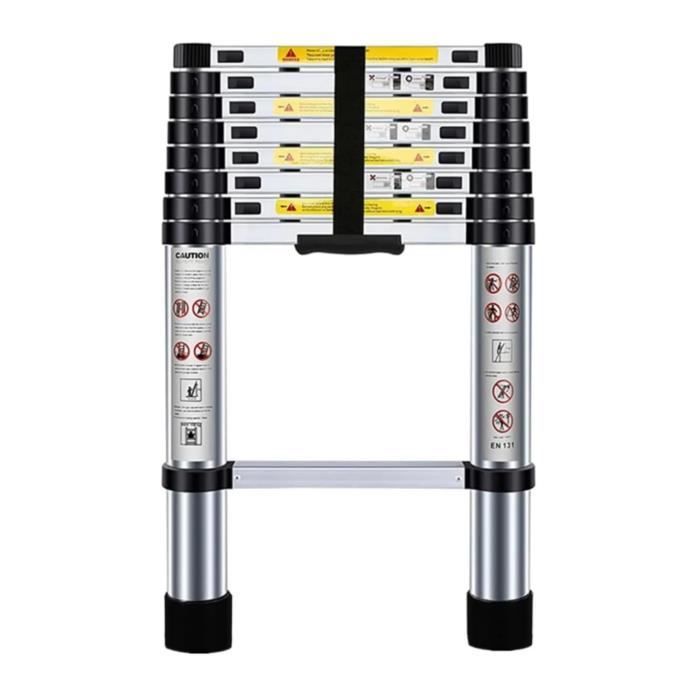 Escalera telescópica de aluminio Dripex de 2,6 m para bricolaje, plegable, extensible, recta simple, escalera multifuncional, capacidad de carga de 150 kg.