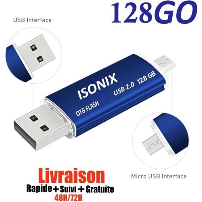 128 GB USB-Stick – 2-in-1 – Micro-USB und USB 2.0 – Kompatibel mit Android und PC – Plug & Play