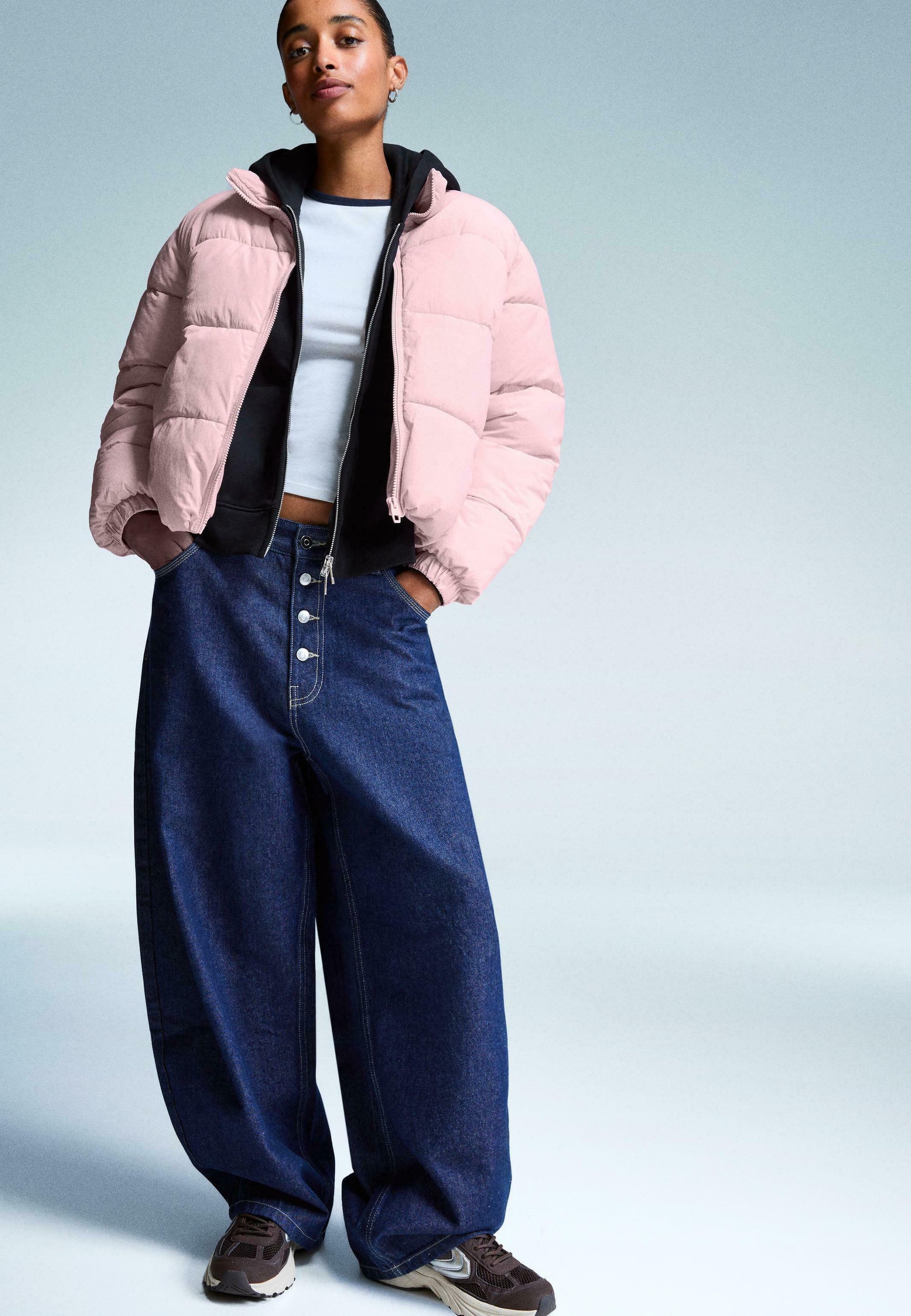 Doudoune Bershka - Veste d'hiver - rose clair