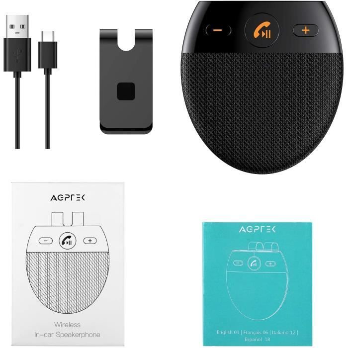 Kit manos libres ZGEER - Bluetooth 5.0 - Micrófono integrado - Reducción de ruido - Clip para visera