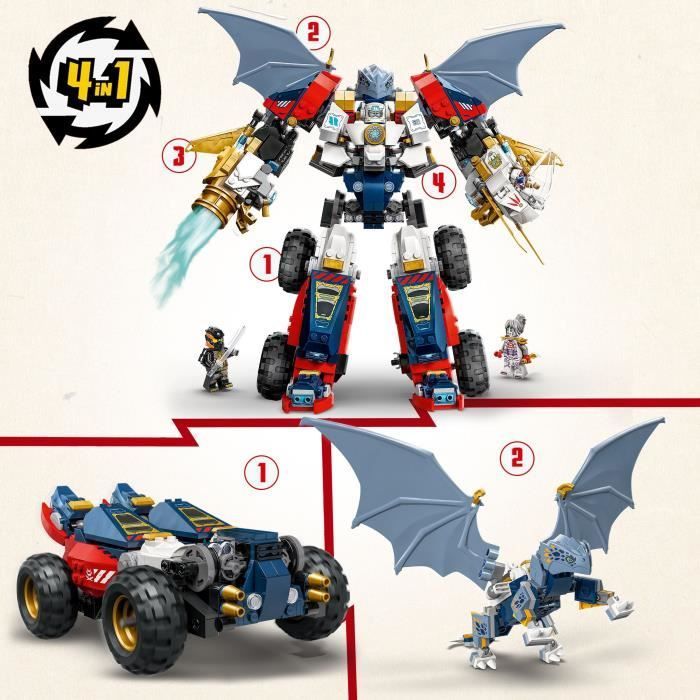 LEGO NINJAGO 71834 Mech Ultra Combo di Zane - Set di costruzioni 4 in 1 per bambini dai 9 anni in su