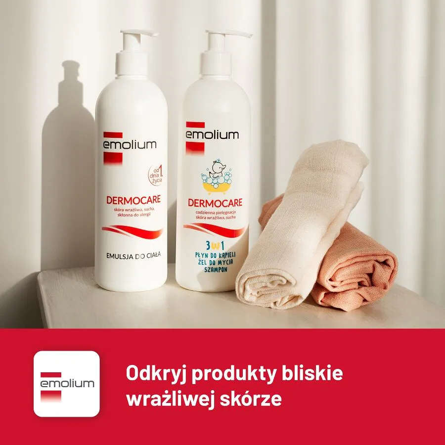 Emolium Dermocare 3w1 płyn do kąpieli, żel do mycia, szampon 400ml