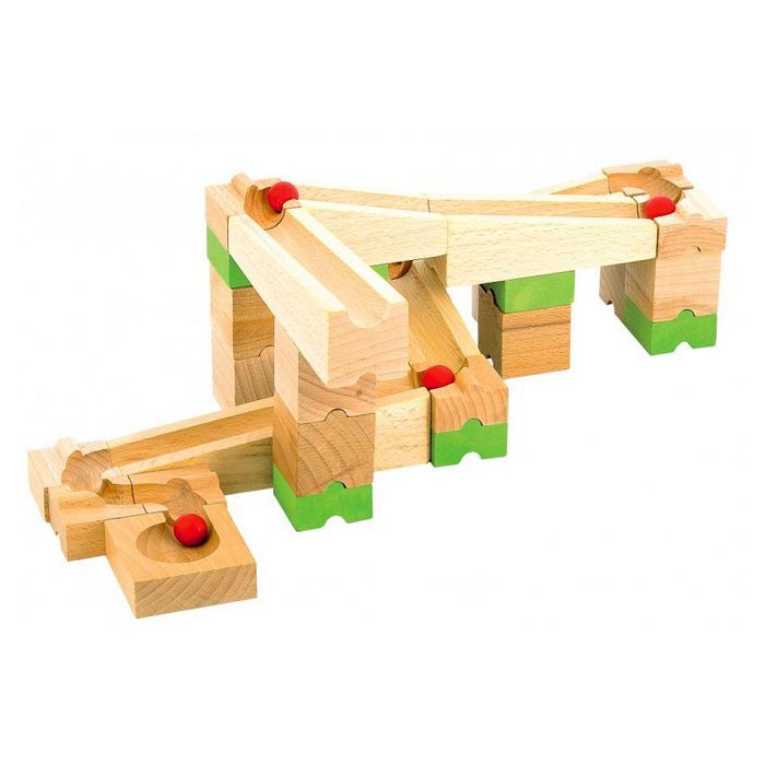 Jeu de construction en bois Jeujura - Circuit de billes - 40 pièces