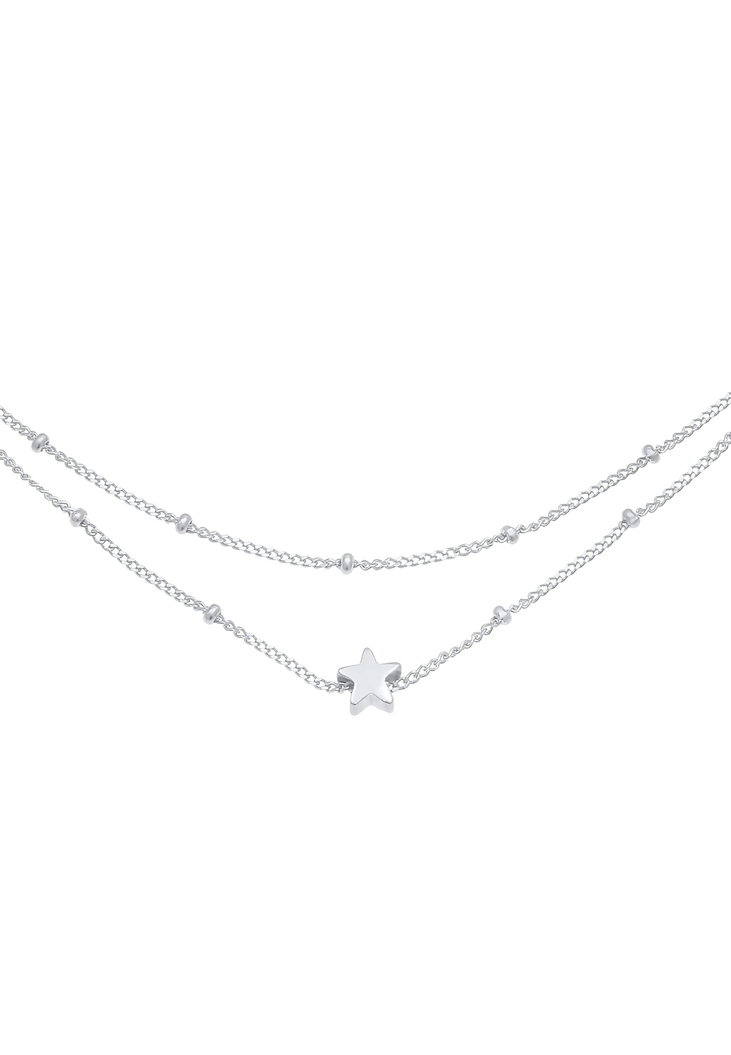 Elli Étoile de chaîne à boules en plaqué or en 925/1000 argent massif