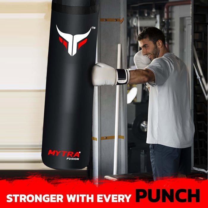 Sacco da boxe vuoto da 152 cm - Mytra Fusion - Sacco da boxe rinforzato e non imbottito - Arti marziali Muay Thai - NERO