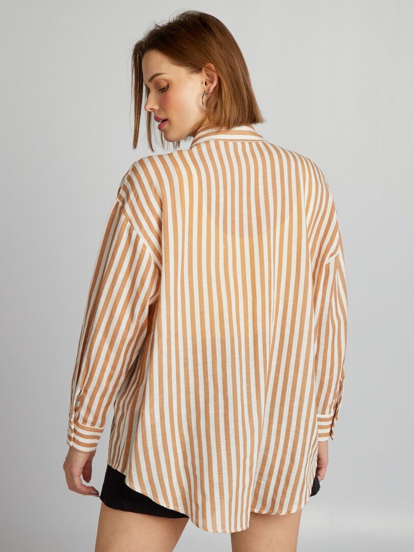 Camisa a rayas - MARRÓN
