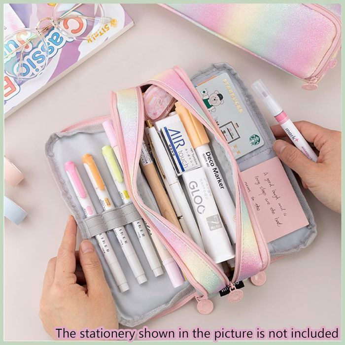 Astuccio per ragazze e adolescenti - 3 scomparti - Grande capacità - per scuola e ufficio (disponibile in vari colori)