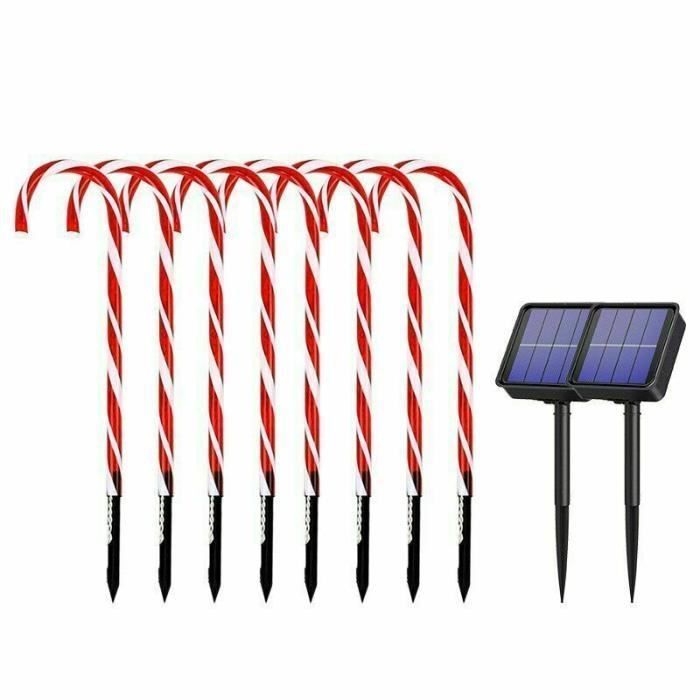 Set van 8 solar buitenverlichting in de vorm van een zuurstok, decoratieve kerstverlichting