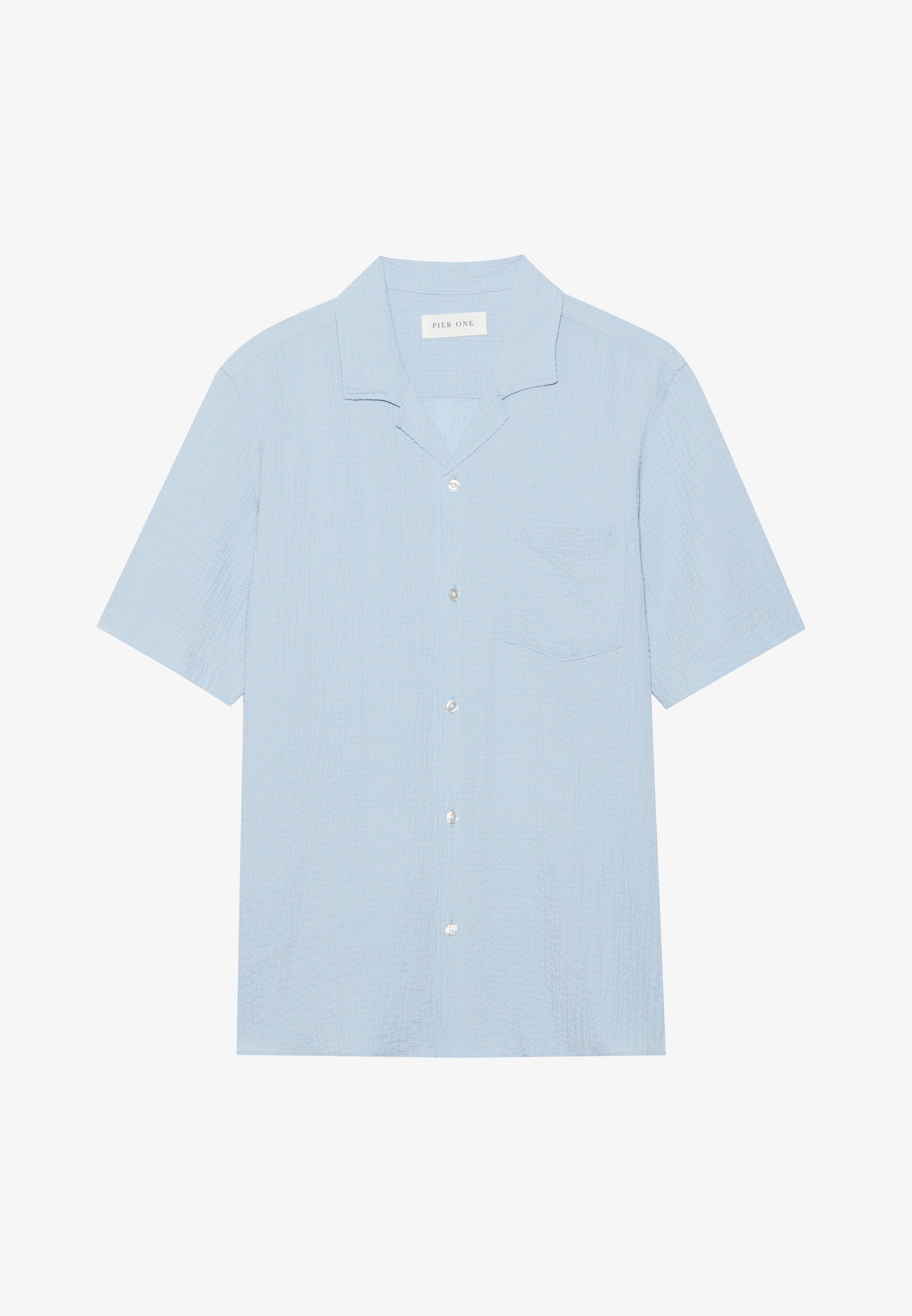 Pier One TEXTURED SHORT SLEEVE - Shirt - chambray blue