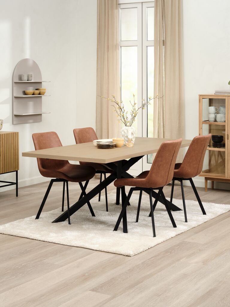 NORTOFT blagovaonski stol NORTOFT 95x200 boja hrasta/crna