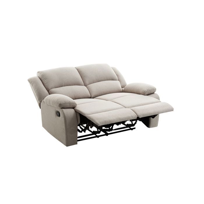 Canapé Relaxation manuel 2 places LEO en Tissu - Beige - L143 x P93 x H96cm - LOUNGITUDE