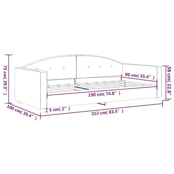 vidaXL Lit de repos gris foncé 90x190 cm velours 354150