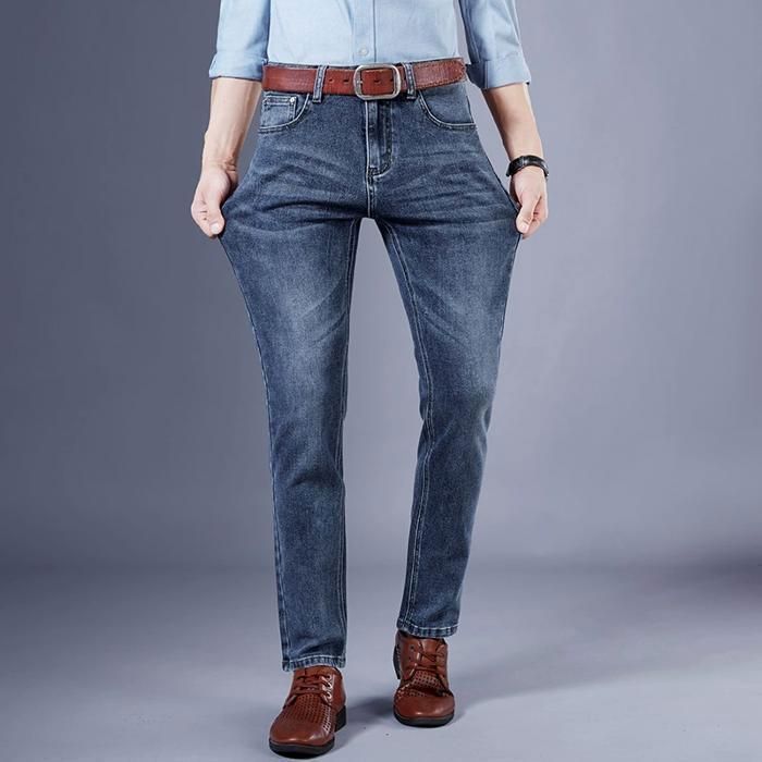 Pantalones vaqueros FUNMOON para hombre - Corte ajustado - Azul - Corte recto - Ajuste casual/urbano/para actividades al aire libre